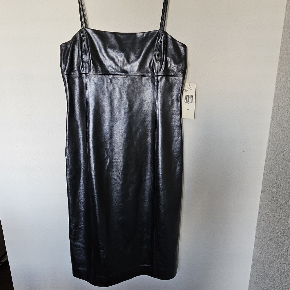 Ralph Lauren Vintage Black 100% Genuine Leather Dress